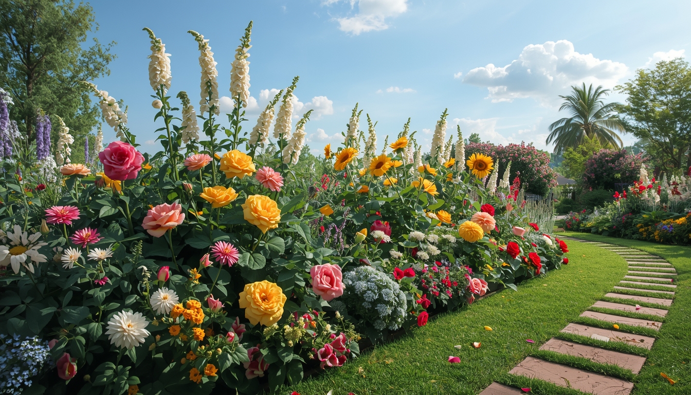 Velplejet altan med blomster